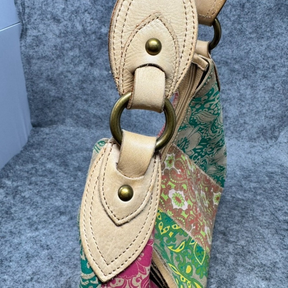 Patchwork Leather Suede Handbag Shoulder Hobo‎ Bo… - image 3